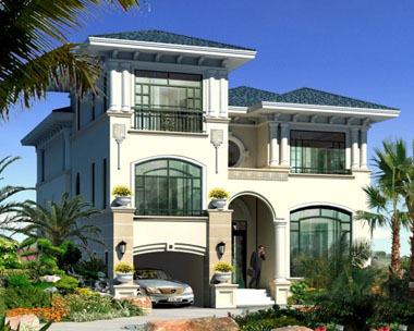 欧陆风格大气三层带车库别墅效果图