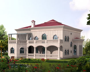 二层现代带走廊露台别墅