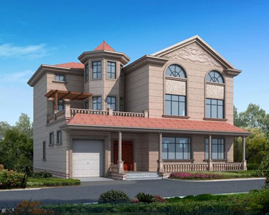 欧式三层带车库露台别墅