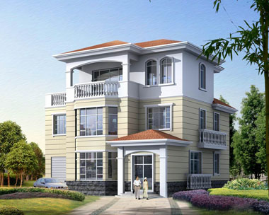 现代欧式三层精简别墅图