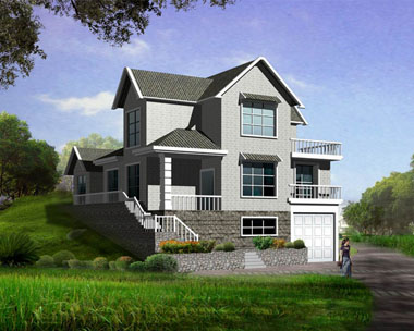 建设新农村现代欧式豪华带车库别墅图