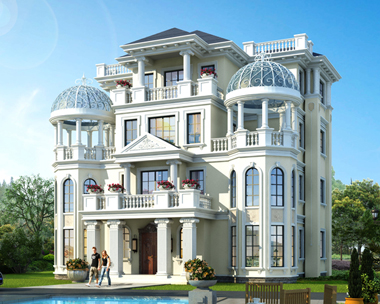 AS035永州肖先生定制设计四层漂亮欧式别墅外观图案例