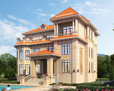 AS040江西瑞金私人定制设计三层欧式别墅外观案例图