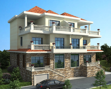 AS060屠先生定制兄弟双拼三层别墅外观案例图欣赏