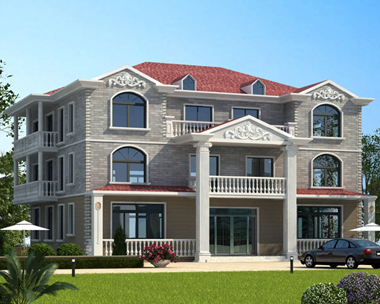 AS064益阳肖总兄弟双拼三层别墅效果图18mX16.5m