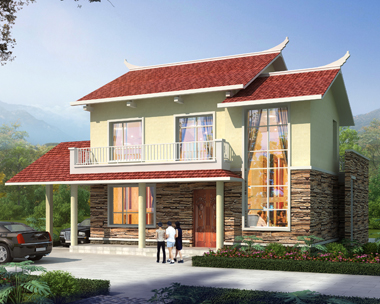 AS109宜昌远安县孙先生二层新农村中式房屋设计效果图