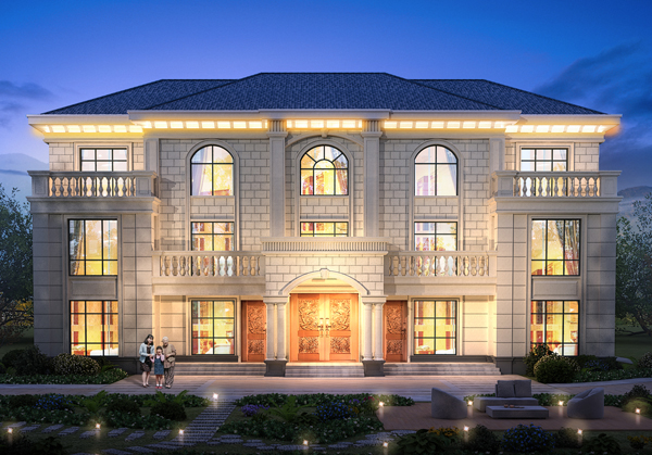 永州周氏兄弟三层豪华带夜景双拼别墅设计案例图欣赏