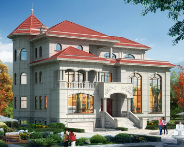 浏阳凌总带地下室占地300平方米三层欧式别墅外观案例图欣赏