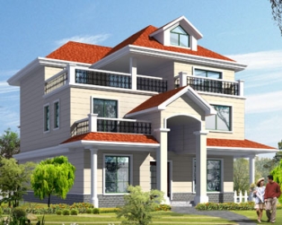 【永云别墅】AT928漂亮三层红顶带露台别墅设计施工图纸12m×11m