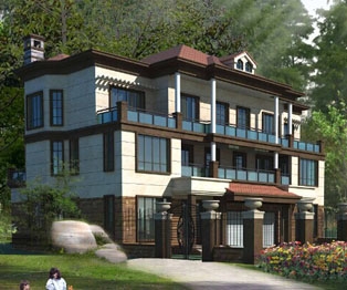 [永云别墅]AT475欧式双拼三层豪华别墅全套建筑施工图纸21.6x13.6M