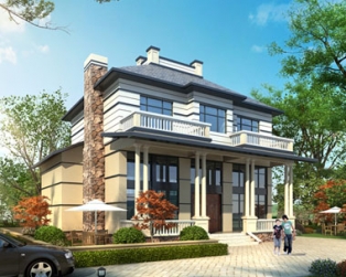 永云别墅AT079二层精致带车库别墅全套设计图纸13.54mx13.47m