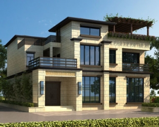 永云别墅AT1675现代中式带内庭院三层别墅设计图纸13mx18.04m