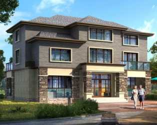 永云别墅AT1695二层半法式复古风格别墅建筑图纸14.5mx10.7m