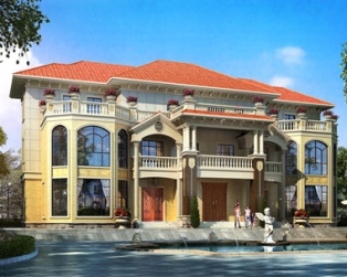 永云别墅AT1693三层豪华带阁楼双拼别墅设计图纸27.4mx18.8m