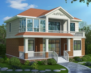 AT1811休闲走廊/阳光房二层私人别墅设计图纸11.7mX10.3m