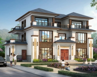 【带装修图】AT1857典雅新中式三层私家别墅设计施工图纸17.7mX10.8m