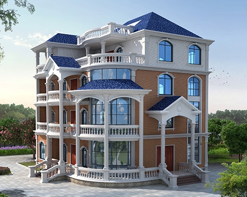 AT1753欧式豪华四层复式大型别墅设计施工图纸17.1mx16.2m