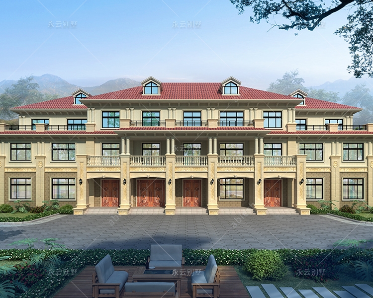 超有气势三户合建/带共用堂屋/每户160平米联排欧式别墅案例欣赏