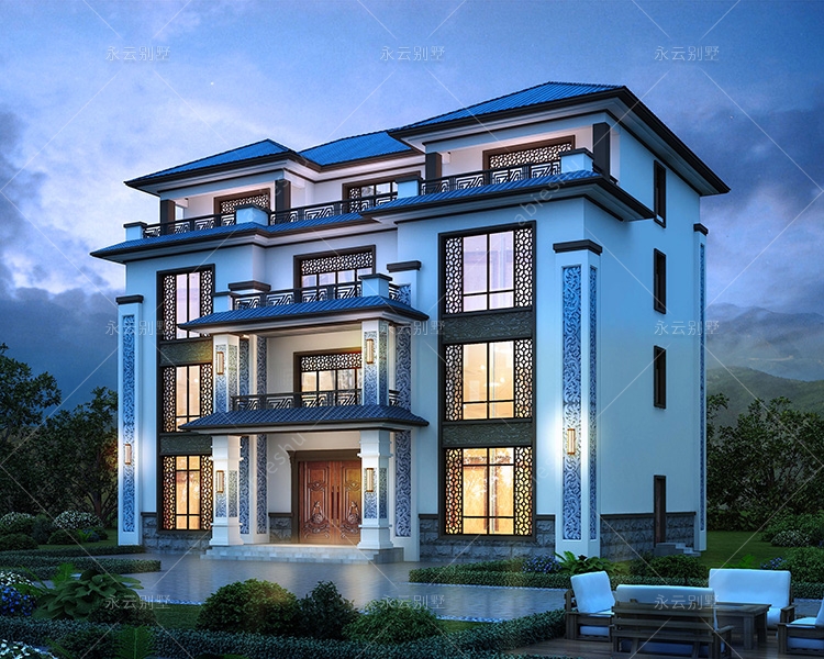 湘潭刘总新中式四层复式楼乡村别墅定制设计案例欣赏（首层面积226平米）