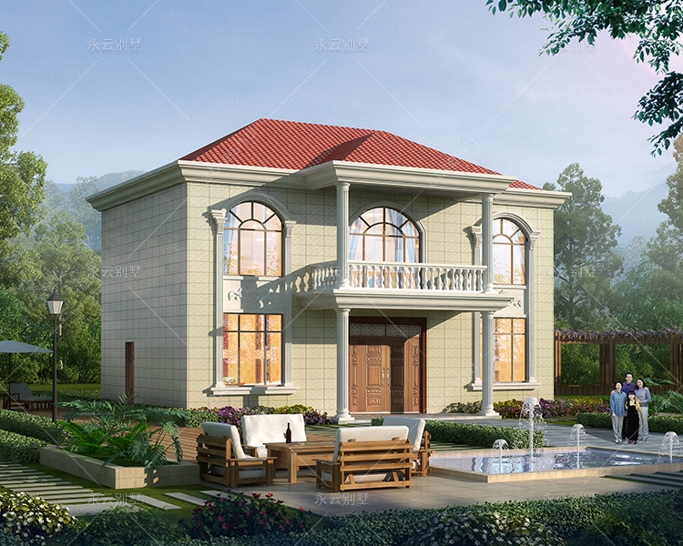 简约大方100平米两层新农村自建小别墅房设计案例