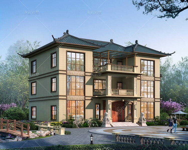 娄底新化肖先生三层新中式带堂屋乡村自建别墅设计案例