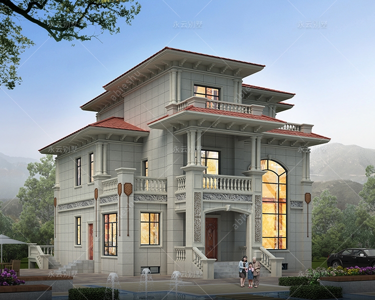 欧式经典私人定制别墅,带地下室游泳池及复式客厅