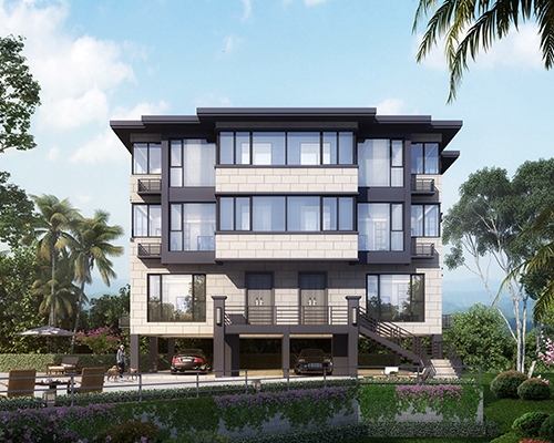 【实地设计】湖南醴陵现代简约风格带架空层姐妹双拼别墅设计