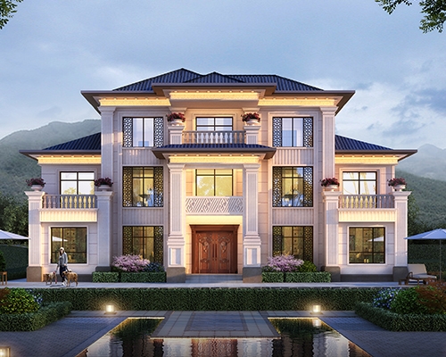 【实地设计】衡阳县邱氏高档大气带堂屋三层别墅私人定制设计案例欣赏