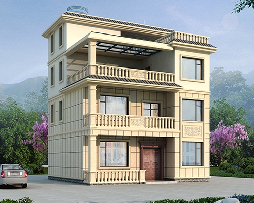 2023新款AT2895三层半简约大方带阳光房及大露台乡村别墅全套设计图纸10x10M