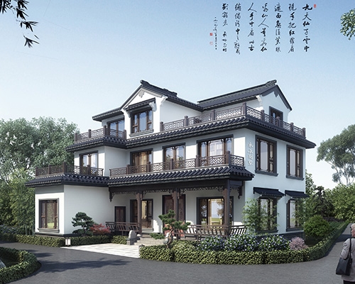 【苏派中式】浏阳市油茶古镇古典优雅步步高升款三层别墅设计(永云承建)