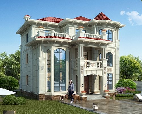 2023新款AT2910高端大气挑空客厅带旋转楼梯三层别墅设计图纸12x13.8M