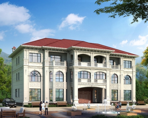 【实地设计】南昌进贤县三层两户双拼共中堂屋欧式豪华大别墅定制案例